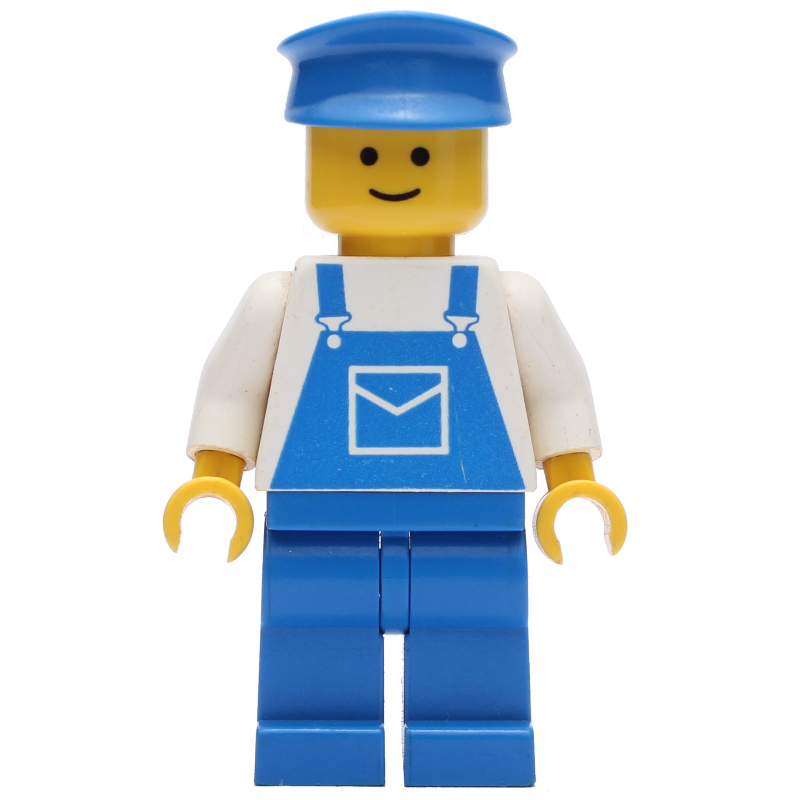 LEGO White Torso, Blue Overall, Blue Cap (fig-010376)