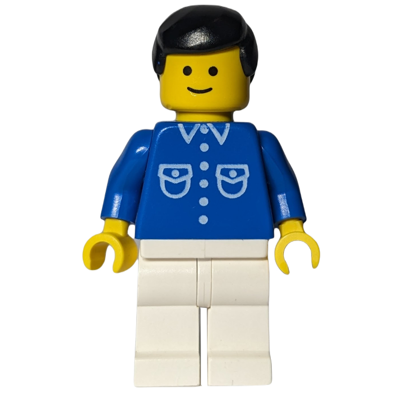 LEGO Blue Torso, White Legs, Black Hair (fig-010378)