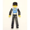 Technic Figure Black Legs, White Top with Police Logo, Black Arms - White Helmet
