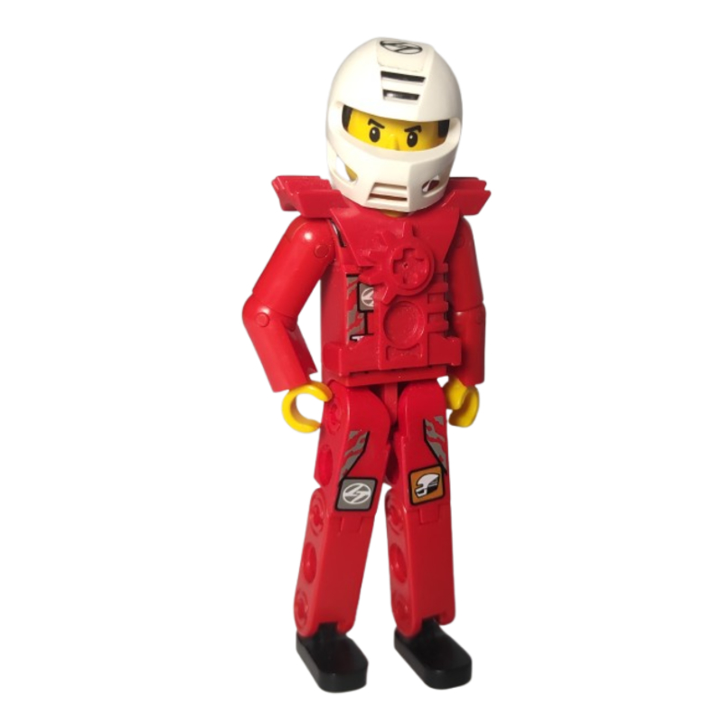 LEGO Technic Figure Red Legs, Red Top with Technic Logo and Black Hair - White Helmet (fig-010497)