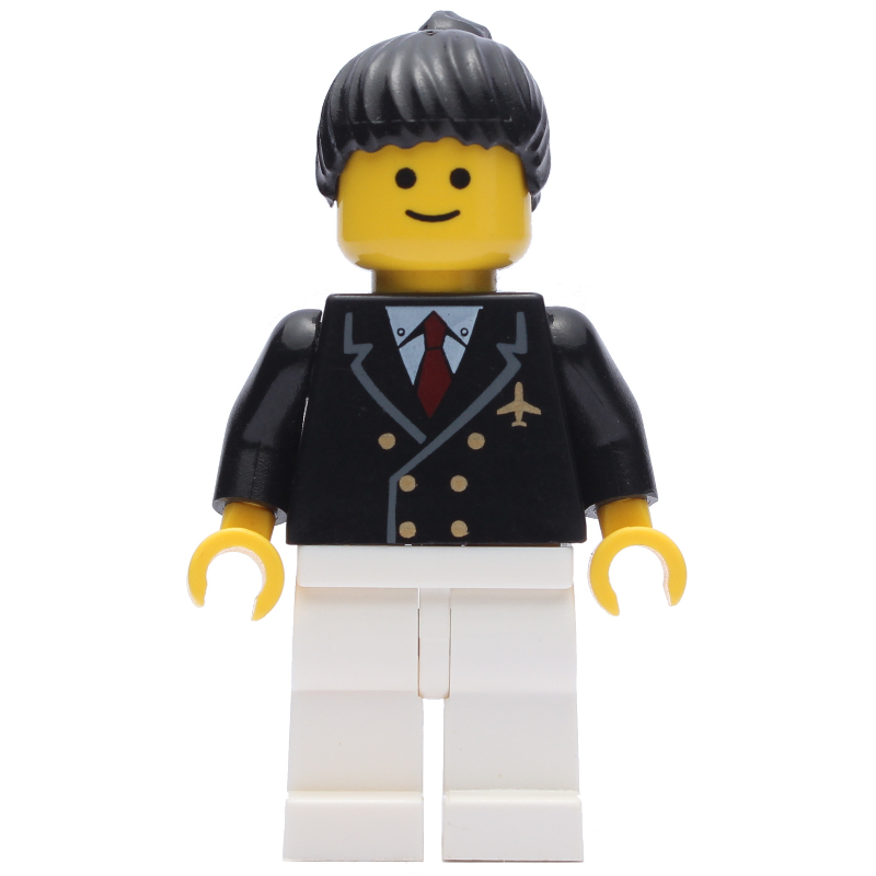 LEGO Pilot - Black Torso, White Legs, Black Hair (fig-010615)