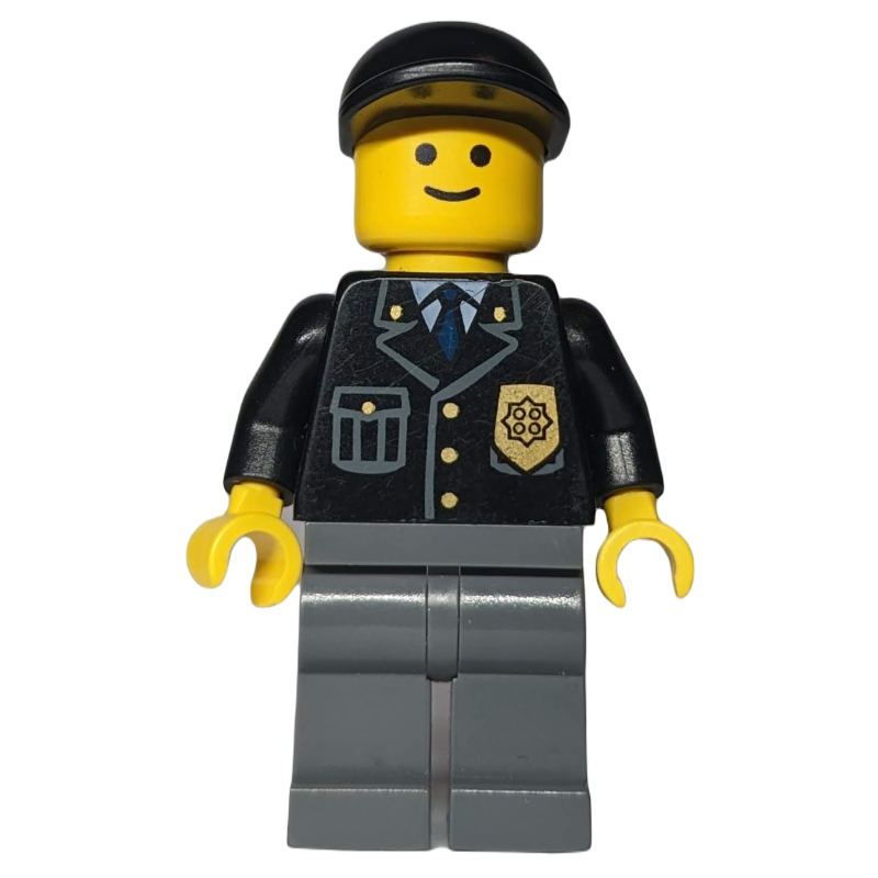 LEGO Police - Black Torso, Dark Bluish Grey Legs, Black Cap (fig-010617)