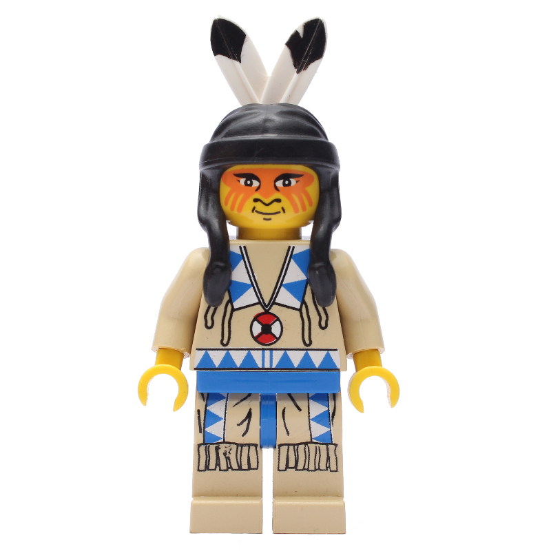 LEGO Indian - Tan Clothing, Blue Trim (fig-010619)