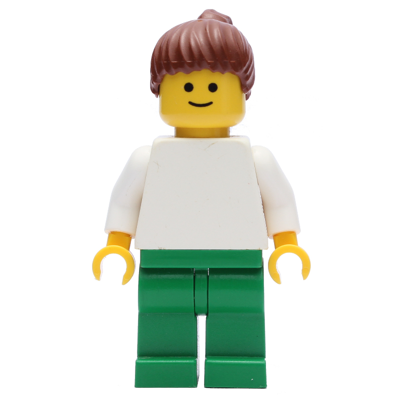 LEGO White Torso, Green Legs, Reddish Brown Hair, Female (fig-010649)
