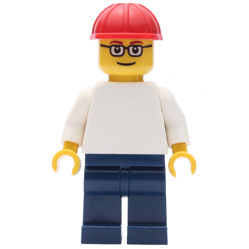 LEGO White Torso, Dark Blue Legs, Red Helmet (fig-010651)