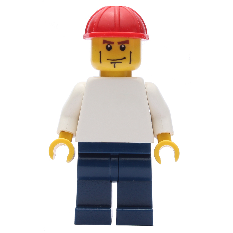 LEGO White Torso, Dark Blue Legs, Red Helmet, Cheek Lines (fig-010653)