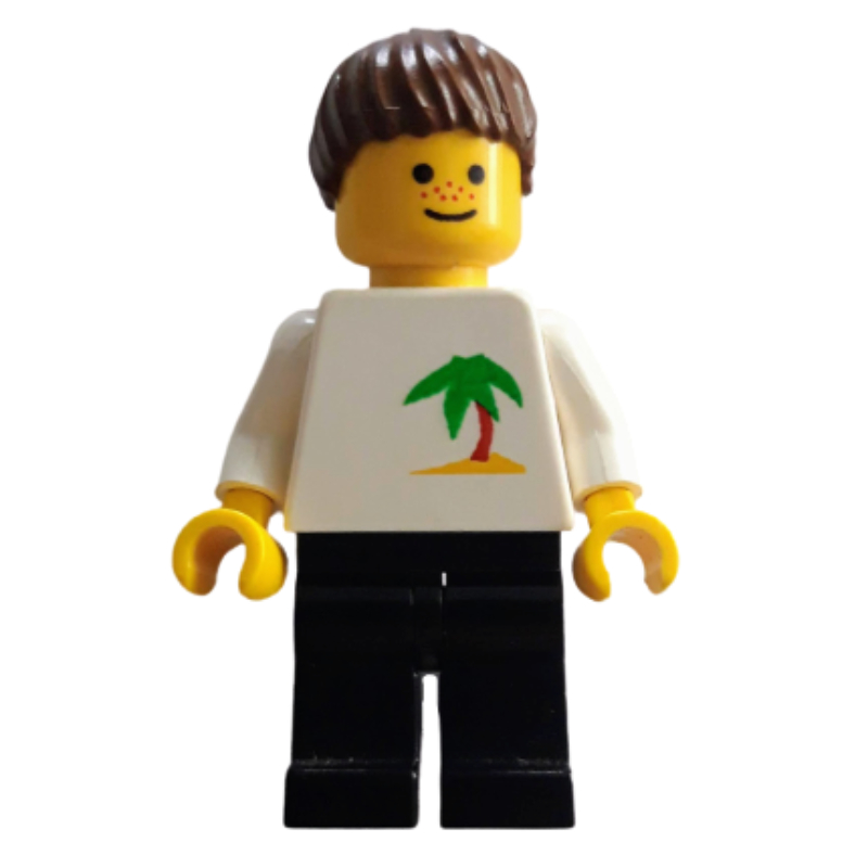 LEGO White Torso, Black Legs, Brown Hair (fig-010665)