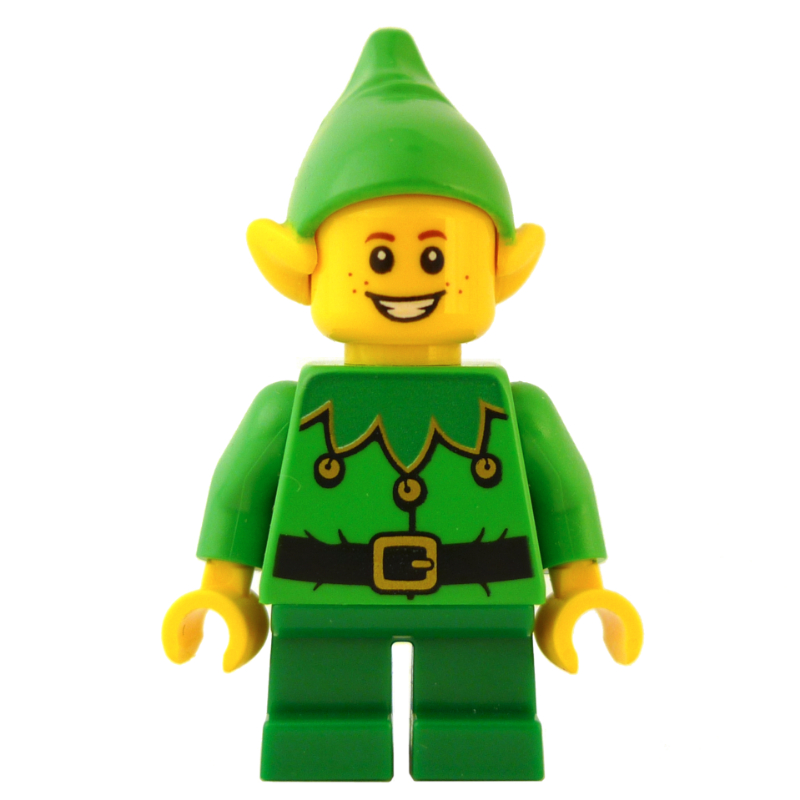 LEGO Elf - Bright Green Torso, Green legs, Bright Green Hat, Broad Smile (fig-010670)