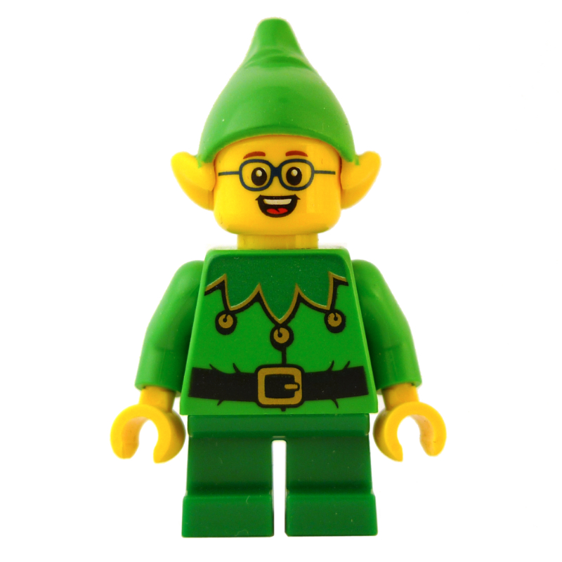 LEGO Elf - Bright Green Torso, Green legs, Bright Green Hat, Glasses (fig-010671)