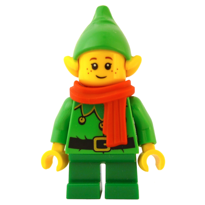 LEGO Elf - Bright Green Torso, Green legs, Bright Green Hat, Red Scarf (fig-010672)