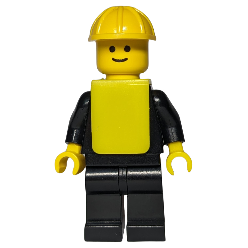 LEGO Man - Black Torso, Black Legs, Yellow Hat, Yellow Vest (3626a Head) (fig-010693)