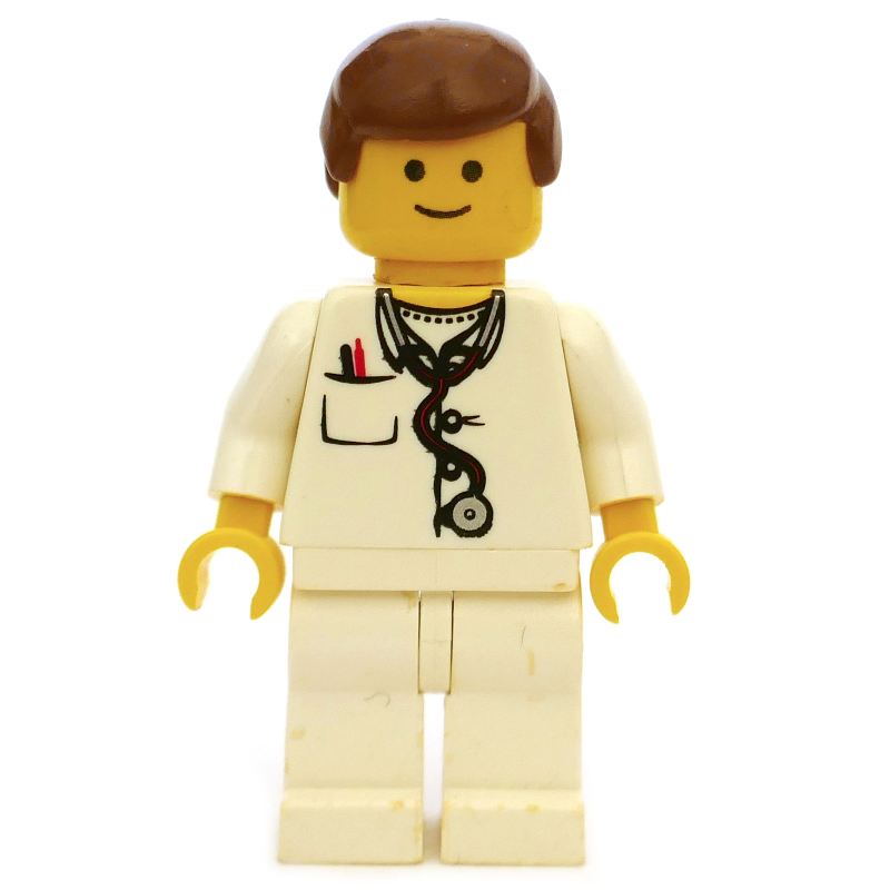 LEGO Doctor - White Torso, Stethoscope, White Legs, Reddish Brown Hair (fig-010698)