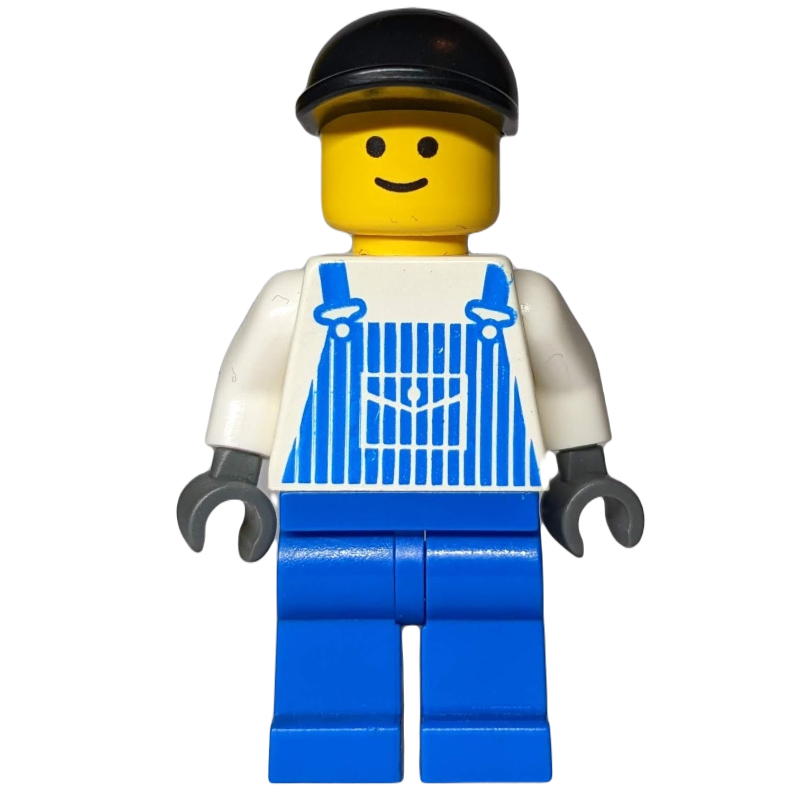 LEGO White Torso, Blue Overall, Black Cap (fig-010702)