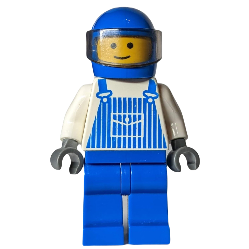 LEGO White Torso, Blue Overall, Blue Helmet (fig-010703)