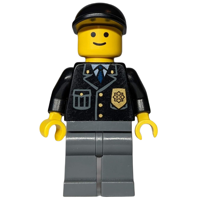 LEGO Police - Black Torso, Dark Bluish Grey Legs, Black Cap (fig-010705)