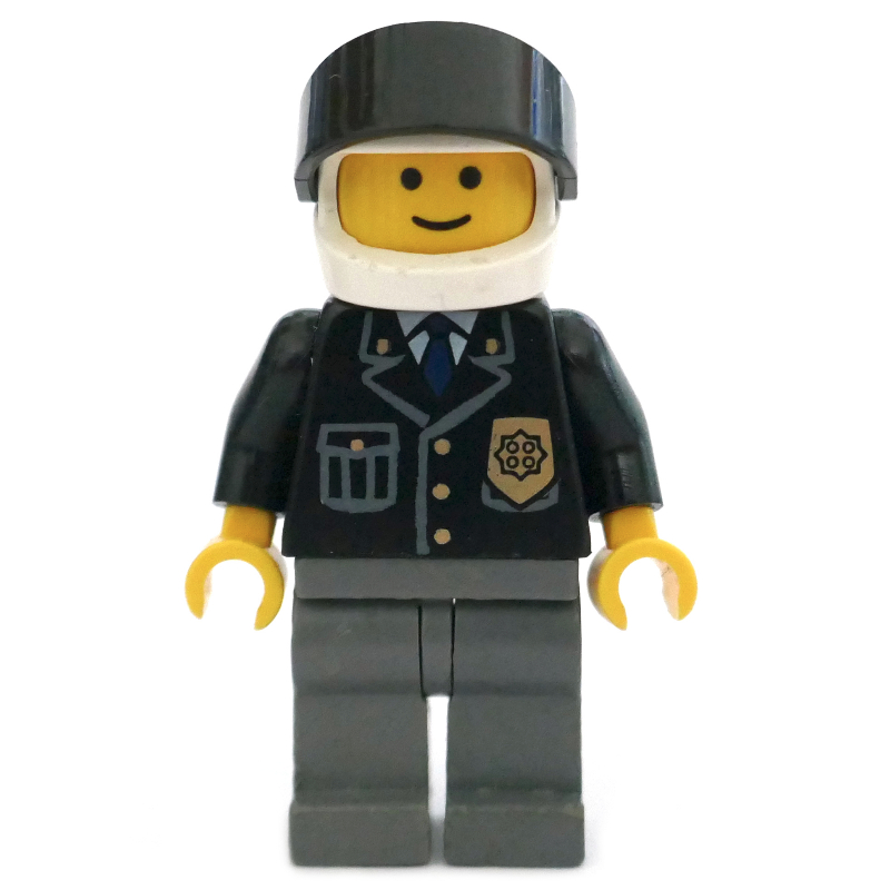 LEGO Police - Black Torso, Dark Bluish Grey Legs, White Helmet, Black Visor (fig-010707)