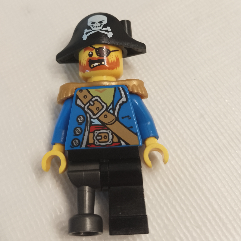 LEGO Pirate Captain, Blue Jacket, Peg Leg, Bicorne Hat without White Plume (fig-010725)