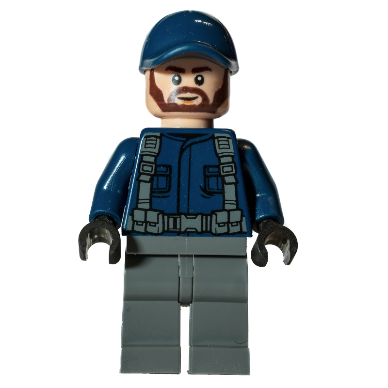 LEGO Guard - Dark Blue Torso, Dark Bluish Grey Legs, Dark Blue Cap, Reddish Brown Beard (fig-010742)