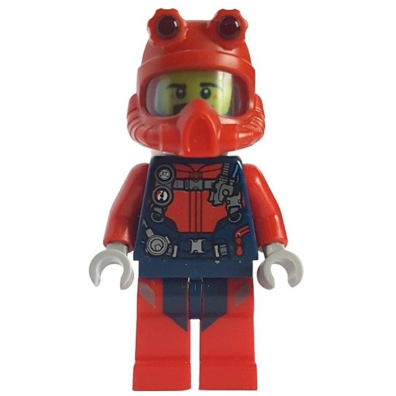 LEGO Diver - Dark Blue Torso, Red Legs, Red Helmet, Beard (fig-010758)