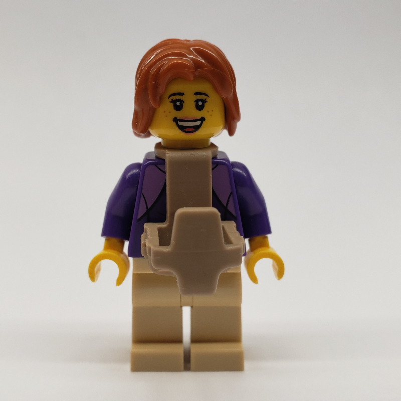 LEGO Dark Purple Torso, Tan Legs, Dark Orange Hair, Baby Carrier (fig-010810)