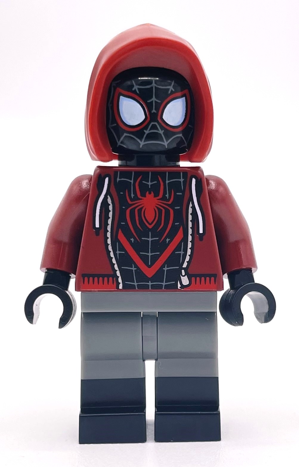 LEGO Spider-Man (Miles Morales), Dark Red Hoodie, Dual Molded Legs (fig-010825)