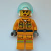 Firewoman, Bright Light Orange Firesuit, White Helmet with Visor
