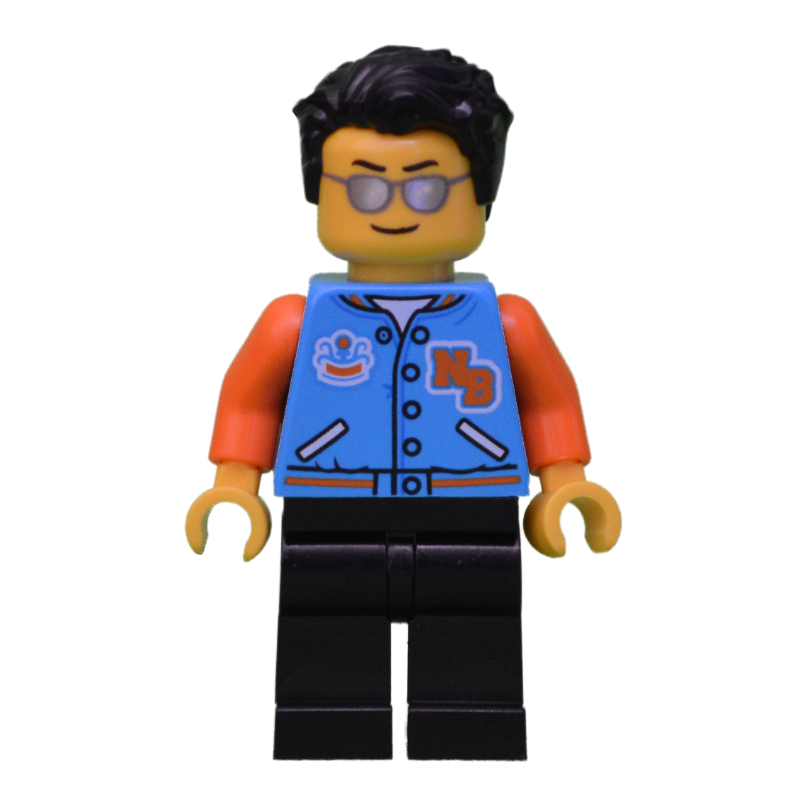 LEGO Dark Azure Torso, Black Legs, Black Hair, Sunglasses (fig-010909)