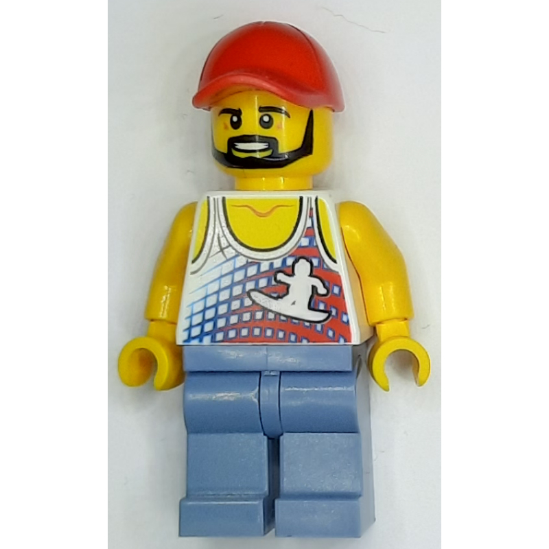 LEGO White Torso, Sand Blue Legs, Red Cap (fig-010914)