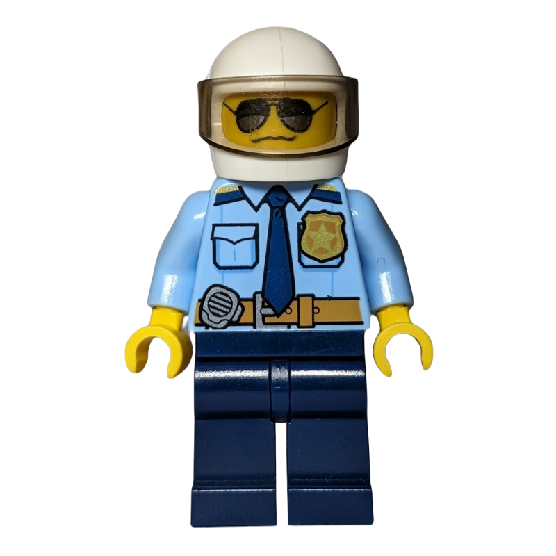 LEGO Police - Bright Light Blue Shirt, Dark Blue Legs, White Helmet (fig-010917)