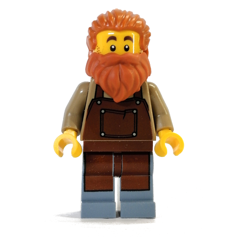 LEGO Blacksmith - Dark Tan Torso, Sand Blue legs, Dark Orange Hair and Beard (fig-010920)