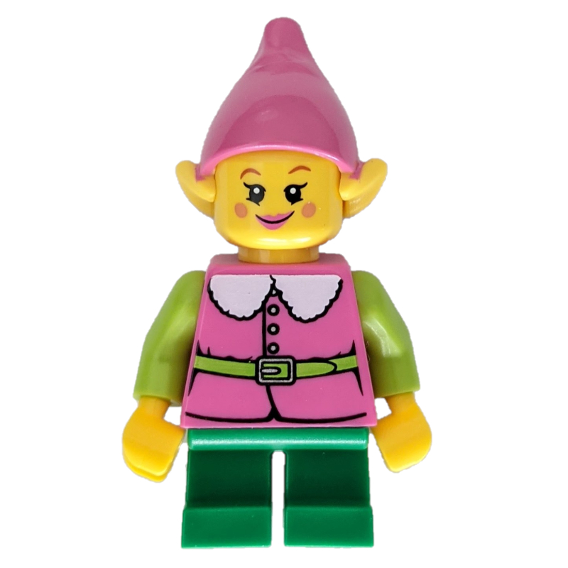LEGO Elf - Dark Pink Torso, Green Legs, Dark Pink Head (fig-011029)