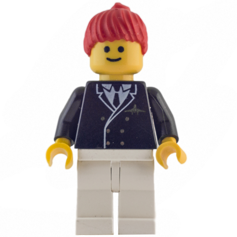 LEGO Pilot - Black Torso, White Legs, Red Hair (fig-011037)