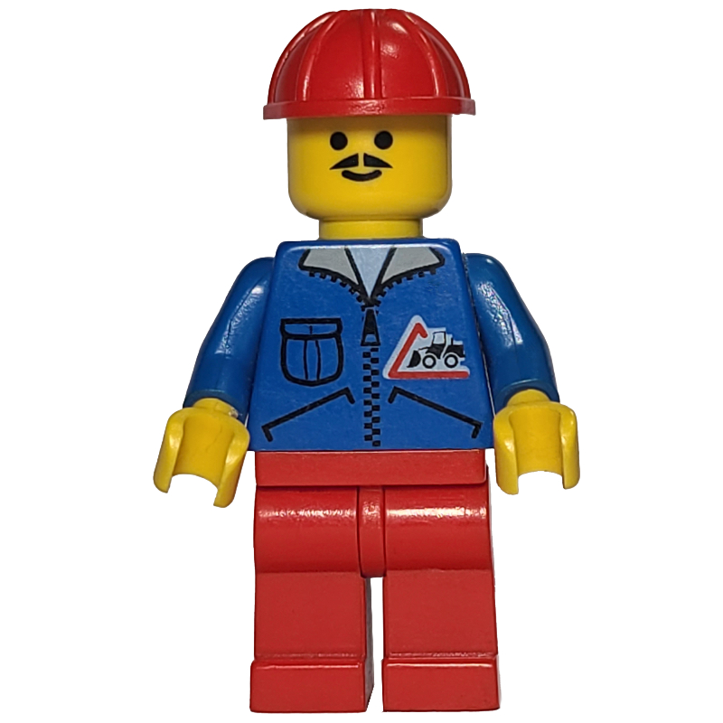 LEGO Blue Torso, Red Legs, Red Safety Helmet (fig-011038)
