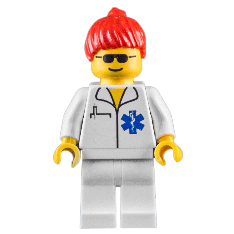 LEGO Doctor - White Torso and Legs, Red Hair Female (fig-011040)