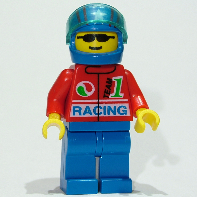 LEGO Driver - Red Torso, Blue Legs, Blue Helmet (fig-011043)