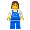White Torso, Blue Overall, Brown Hair