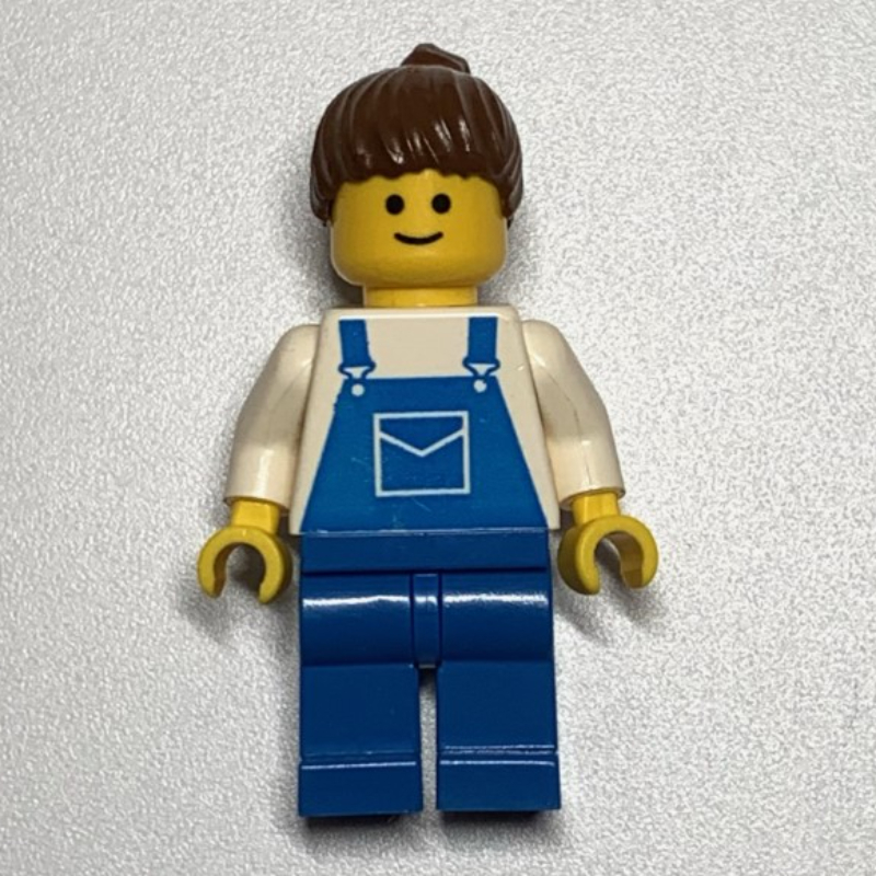 LEGO White Torso, Blue Legs, Brown Hair Ponytail (fig-011047)