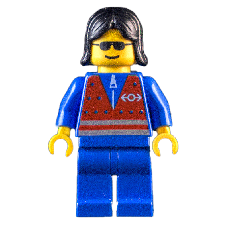 LEGO Blue Torso, Blue Legs, Black Hair Long (fig-011050)