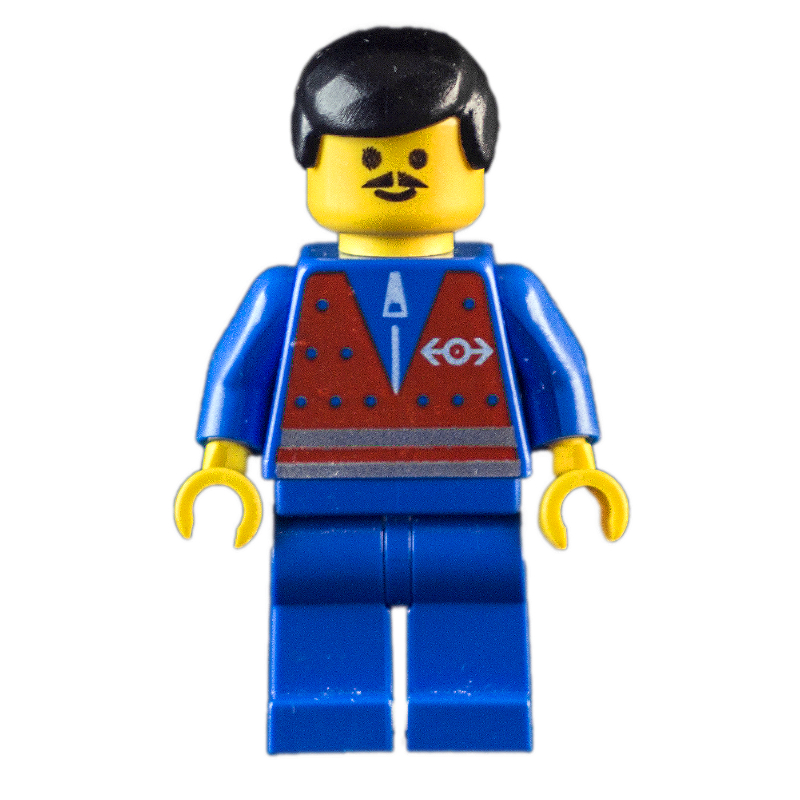 LEGO Blue Torso, Blue Legs, Black Hair, Mustache (fig-011051)
