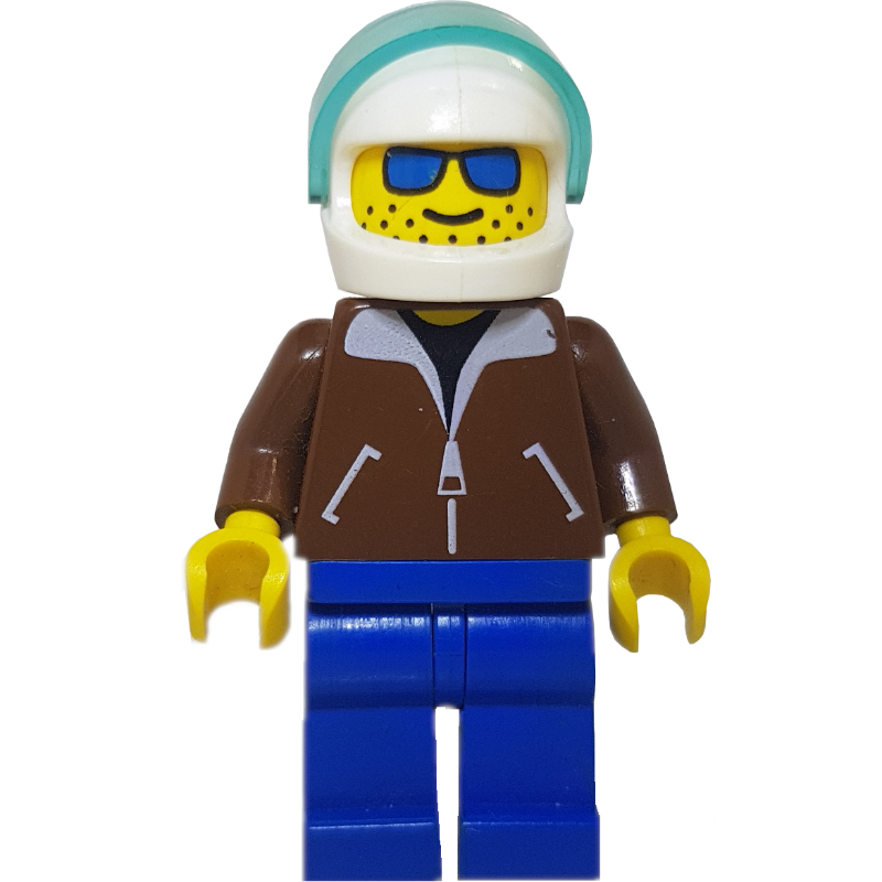 LEGO Pilot - Reddish Brown Torso, Blue Legs, White Helmet (fig-011062)
