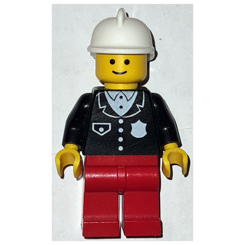 LEGO Police - Black Torso, Red Legs, White Fire Helmet (fig-011071)