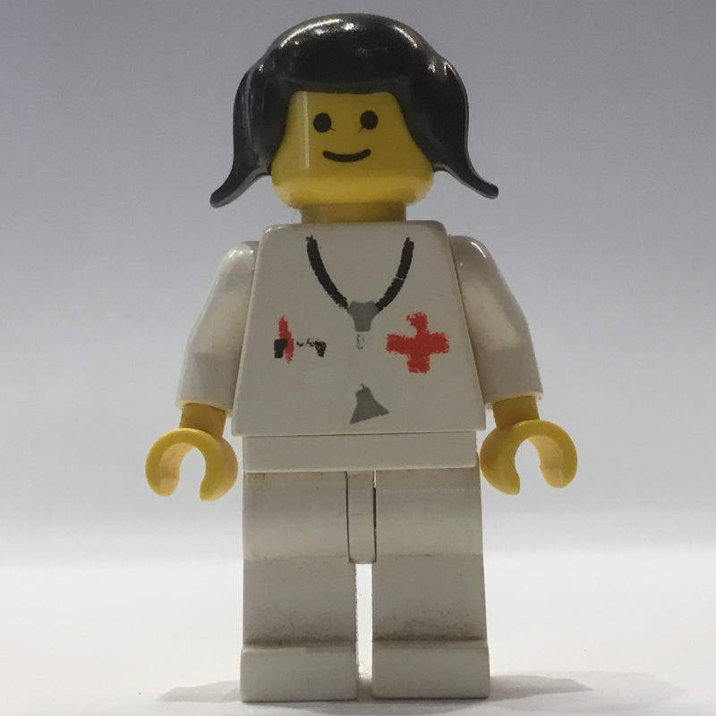 LEGO Doctor - White Legs, Female, Black Hair (fig-011073)