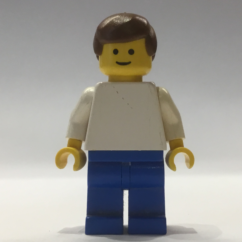 LEGO White Torso, Blue Legs, Brown Hair - 3626a Head (fig-011077)
