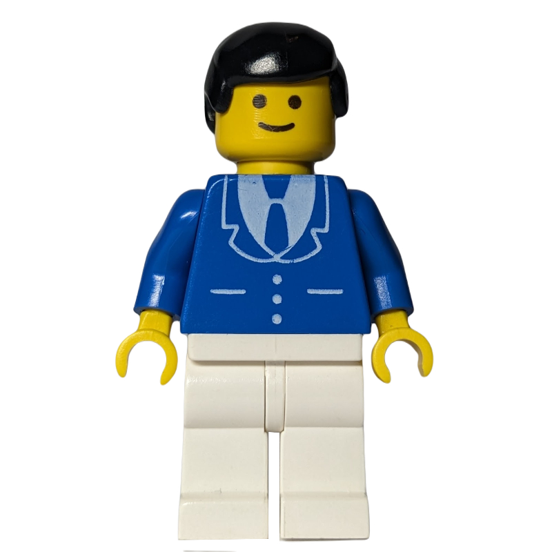 LEGO Blue Torso, White Legs, Black Hair (fig-011078)