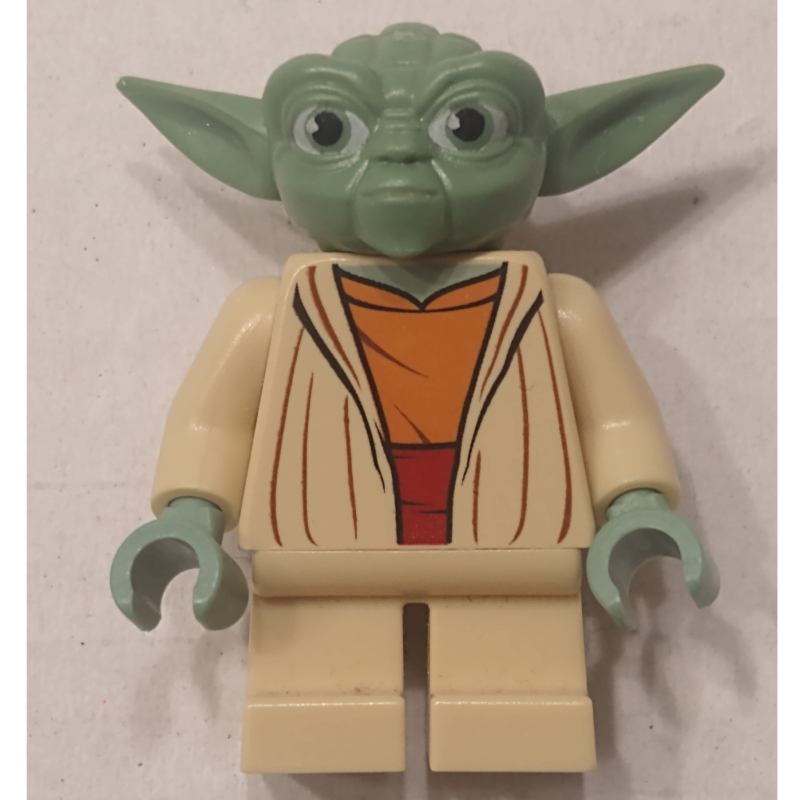 LEGO Yoda, Sand Green Head with White Hair, Dark Orange Undershirt (fig-011084)