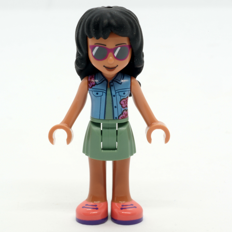 LEGO Savannah - Blue Top, Sand Green Skirt, Black Hair (fig-011117)