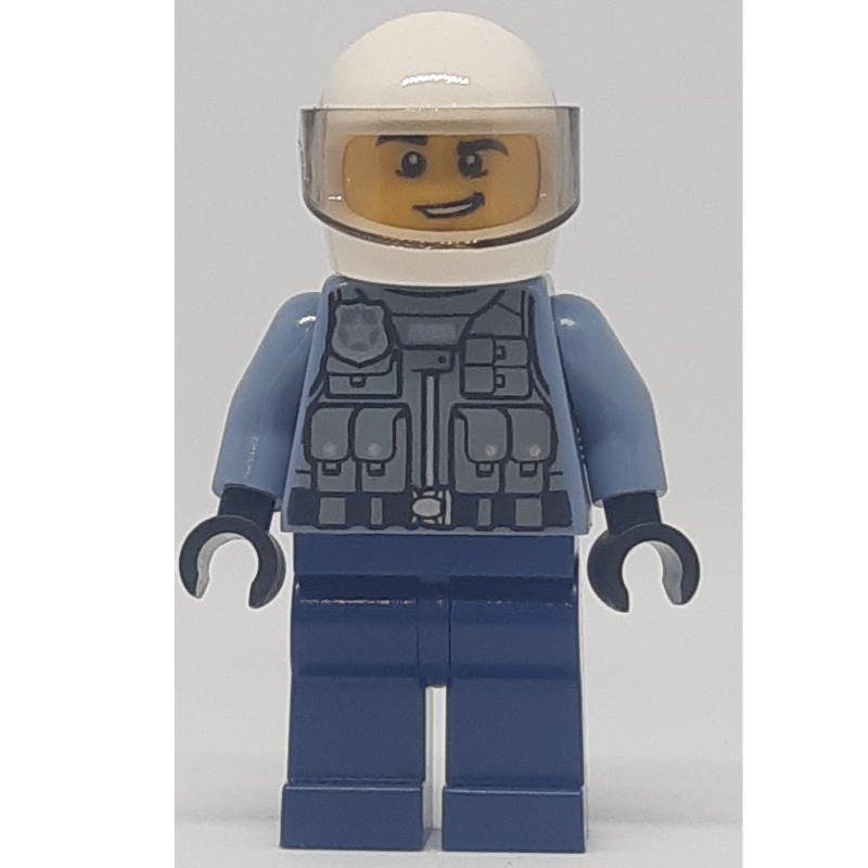 LEGO Police - Sand Blue Torso, Dark Blue Legs, White Helmet (fig-011210)