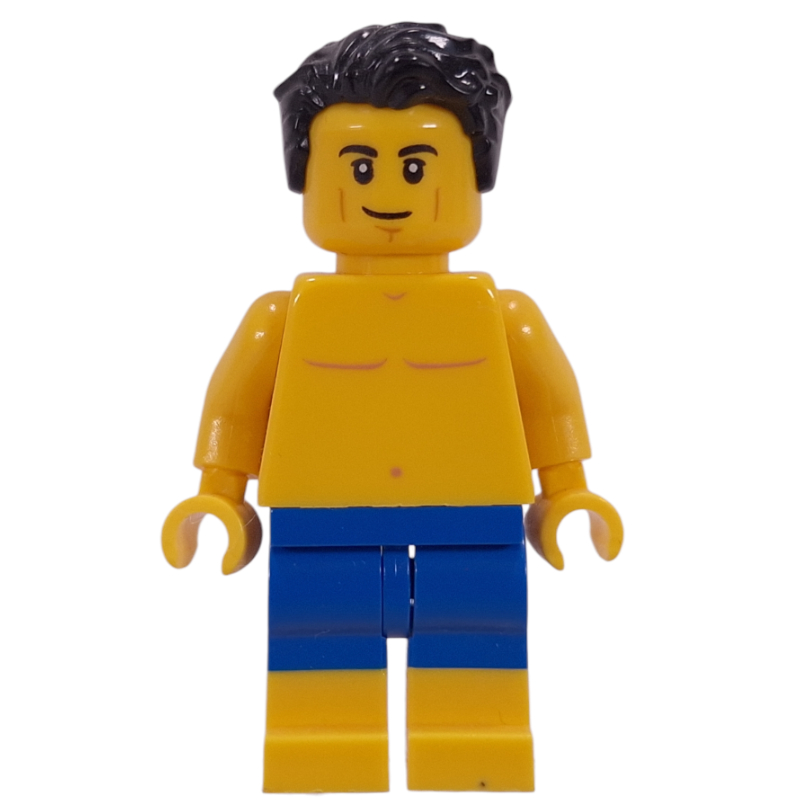 LEGO Yellow Torso, Blue/Yellow Legs, Black Hair (fig-011228)