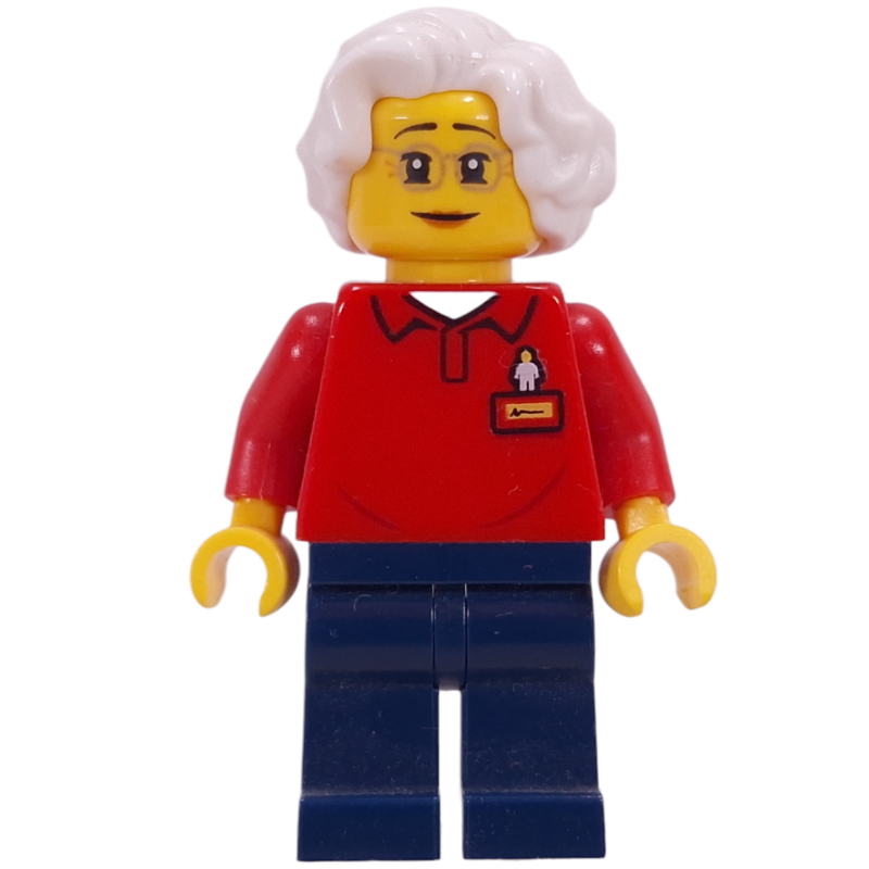 LEGO Red Torso, Dark Blue Legs, White Hair (fig-011229)