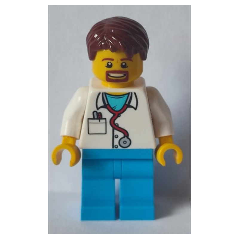LEGO Doctor Dokter, Dark Azure Legs, Reddish Brown Hair, Beard (fig-011264)